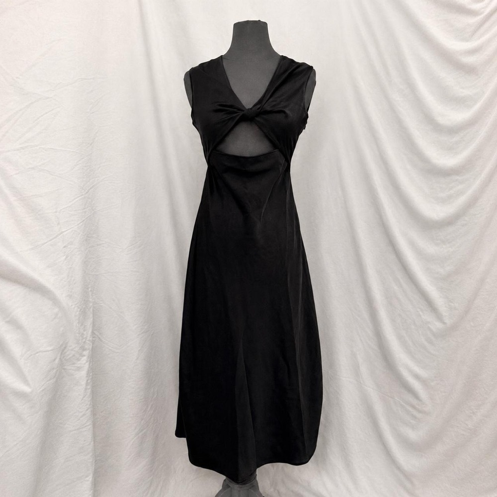 Nasty Gal Black Cutout Twist Front Midi Dress Sleeveless Size 0 Y2K Trendy